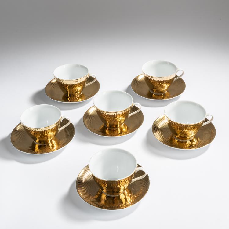 Bild 2 zu Objekt, 6 coffee cups with saucers 'Oro', 1960s, Piero Fornasetti, Fornasett, Mailand, 158A 201