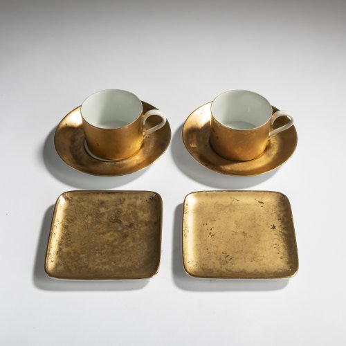 2 cups with saucers and 2 'Grande antico' bread plates, 1960s
