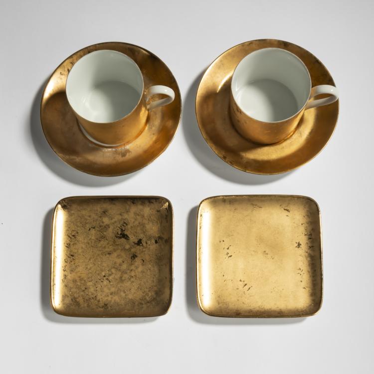 Bild 1 zu Objekt, Zwei Tassen mit Untertassen und zwei Brotteller 'Grande antico', 1960er Jahre, Piero Fornasetti, Fornasetti, Mailand, 158A 203