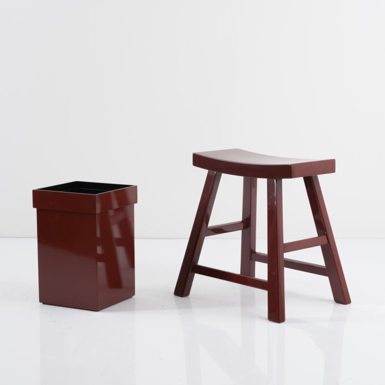 Hauptbild zu Objekt, 'Japan' storage box and stool, 2000s, Frankreich (zugeschrieben), 158B 569