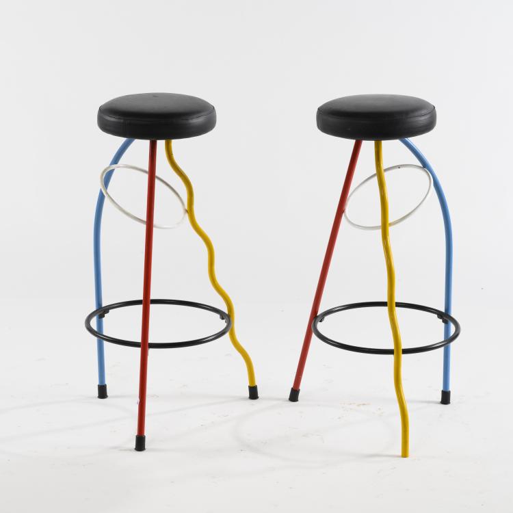 Bild 1 zu Objekt, Zwei Barhocker 'Duplex', 1980, Javier Mariscal,Fernando Salas, B.D. Ediciones de Dise&ntilde;o, Barcelona, 160B 306