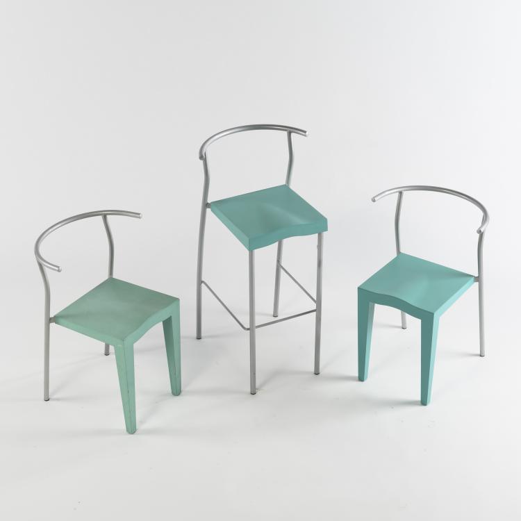 Bild 1 zu Objekt, 2 chairs and a stool 'Dr. Glob', 1990, Philippe Starck, Kartell, Mailand, 160B 352