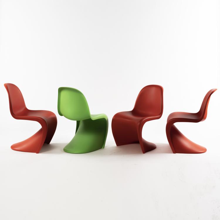 Hauptbild zu Objekt, Vier St&uuml;hle 'Panton Chair', 1962/67, Verner Panton, Vitra, Weil am Rhein, 160B 240