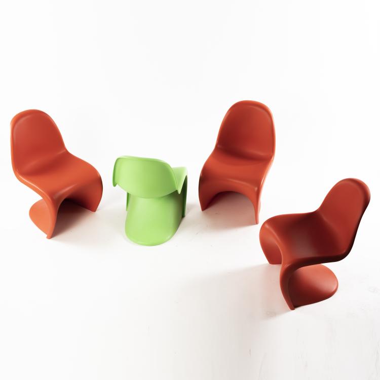 Bild 1 zu Objekt, Vier St&uuml;hle 'Panton Chair', 1962/67, Verner Panton, Vitra, Weil am Rhein, 160B 240