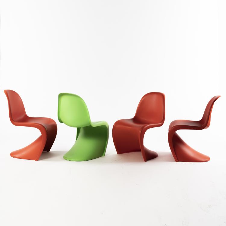 Bild 2 zu Objekt, Vier St&uuml;hle 'Panton Chair', 1962/67, Verner Panton, Vitra, Weil am Rhein, 160B 240