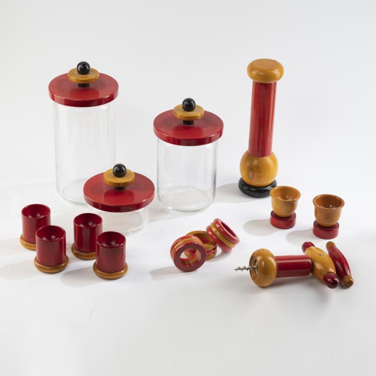 Hauptbild zu Objekt, Mixed lot of kitchen objects, 1990s, Ettore Sottsass, Alessi Twergi, Crusinallo, 160B 385