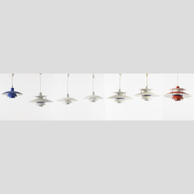 Hauptbild zu Objekt, Vour 'PH 5' and three 'PH 4' ceiling lights, 1958, Poul Henningsen, Poulsen, Louis, Kopenhagen, 160B 209