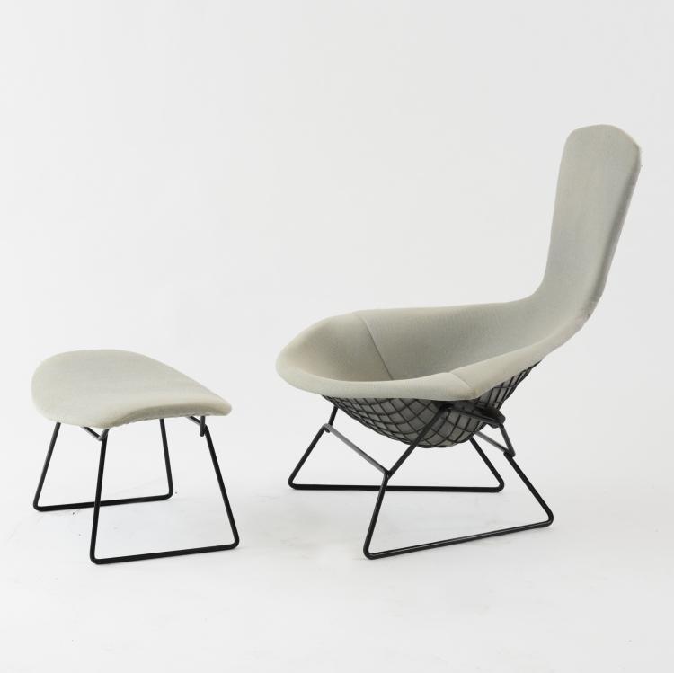 Hauptbild zu Objekt, 'Bird chair 424' armchair with ottoman '423', 1950, Harry Bertoia, Knoll International, New York, 158B 379