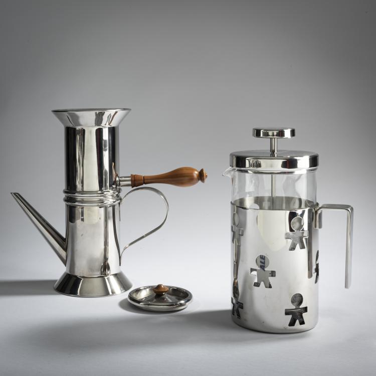 Bild 1 zu Objekt, 2 coffee pots, 1980/90s, Riccardo Dalisi,Stefano Giovannoni,Guido Venturini, Alessi, Crusinallo, 160B 312