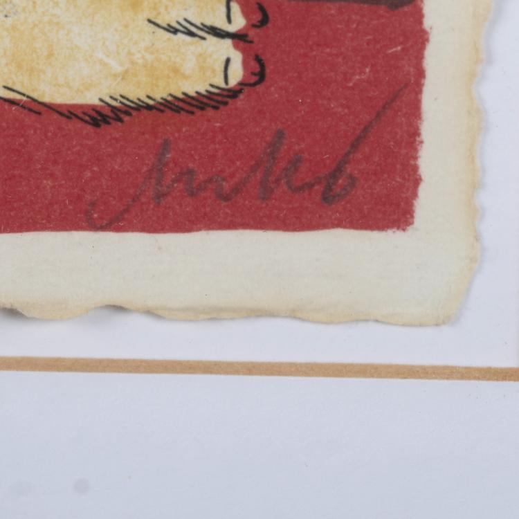 Bild 1 zu Objekt, 4 sheets from the portfolio 'Anrufung zum Preise einer K&ouml;nigin' (of Saint-John Perse), 1965/66, Horst Antes, 160B 218