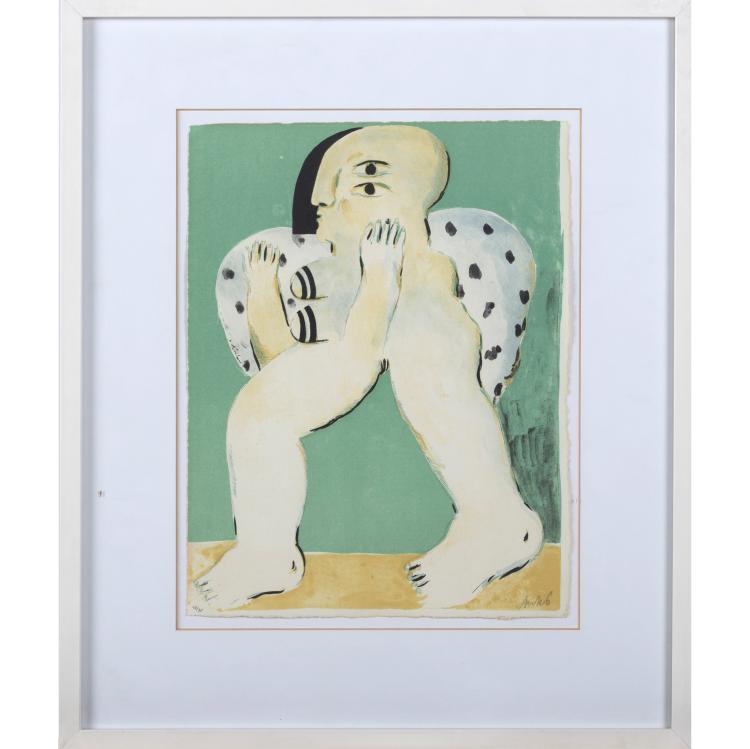 Bild 2 zu Objekt, 4 sheets from the portfolio 'Anrufung zum Preise einer K&ouml;nigin' (of Saint-John Perse), 1965/66, Horst Antes, 160B 218