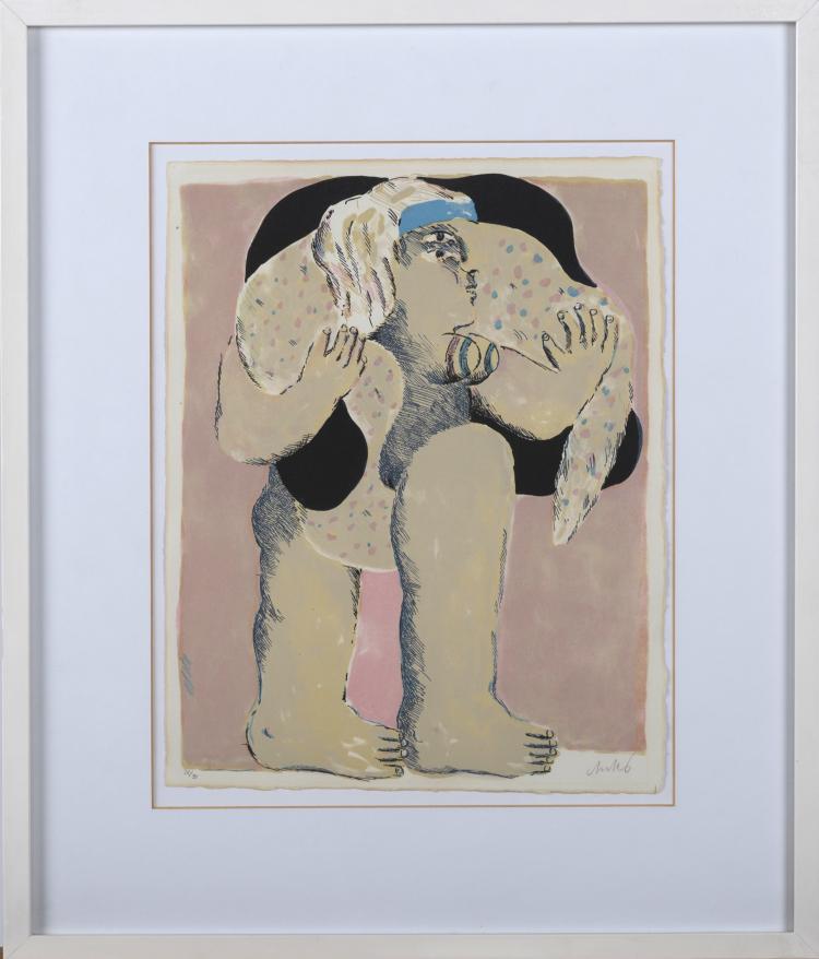 Bild 6 zu Objekt, 4 sheets from the portfolio 'Anrufung zum Preise einer K&ouml;nigin' (of Saint-John Perse), 1965/66, Horst Antes, 160B 218