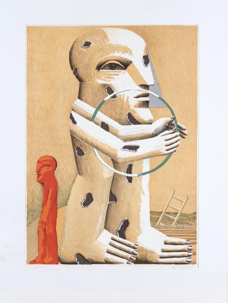 Hauptbild zu Objekt, Kopff&uuml;&szlig;ler mit Reifen, um 1980, Horst Antes, 160B 310