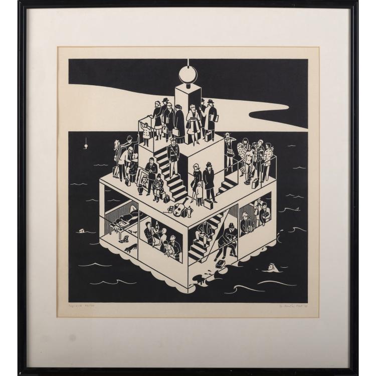 Hauptbild zu Objekt, 'B&uuml;rgerkrieg', 'Concordia-discordia', 'Streik', 'Top-End' and 'Vornehme Strasse', 1924 - 1968 (some prints later), Gerd Arntz, 160B 300