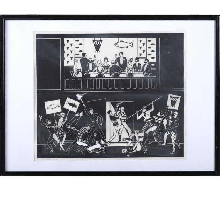 Bild 3 zu Objekt, 'B&uuml;rgerkrieg', 'Concordia-discordia', 'Streik', 'Top-End' and 'Vornehme Strasse', 1924 - 1968 (some prints later), Gerd Arntz, 160B 300