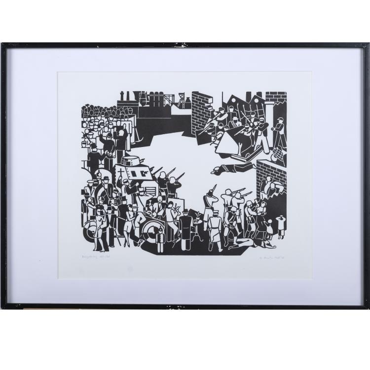 Bild 11 zu Objekt, 'B&uuml;rgerkrieg', 'Concordia-discordia', 'Streik', 'Top-End' and 'Vornehme Strasse', 1924 - 1968 (some prints later), Gerd Arntz, 160B 300