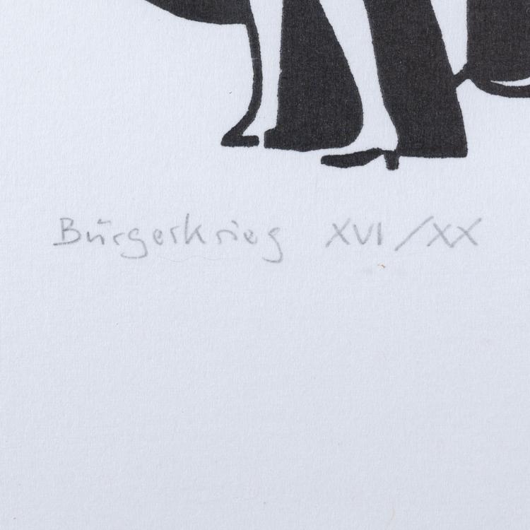 Bild 12 zu Objekt, 'B&uuml;rgerkrieg', 'Concordia-discordia', 'Streik', 'Top-End' and 'Vornehme Strasse', 1924 - 1968 (some prints later), Gerd Arntz, 160B 300