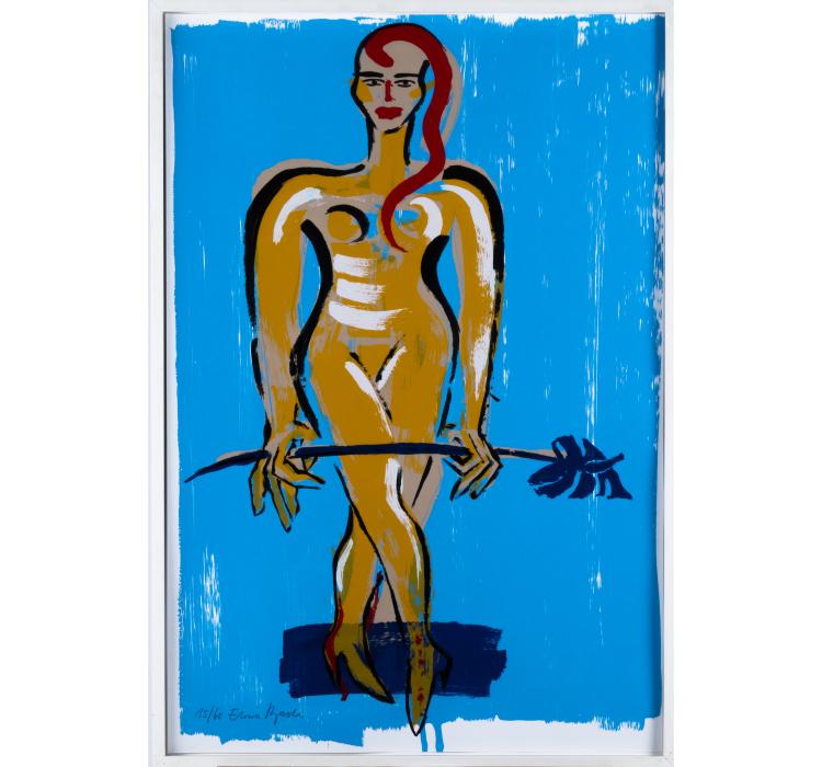 Hauptbild zu Objekt, Woman with anthurium, c. 1990, Elvira Bach, 160B 376