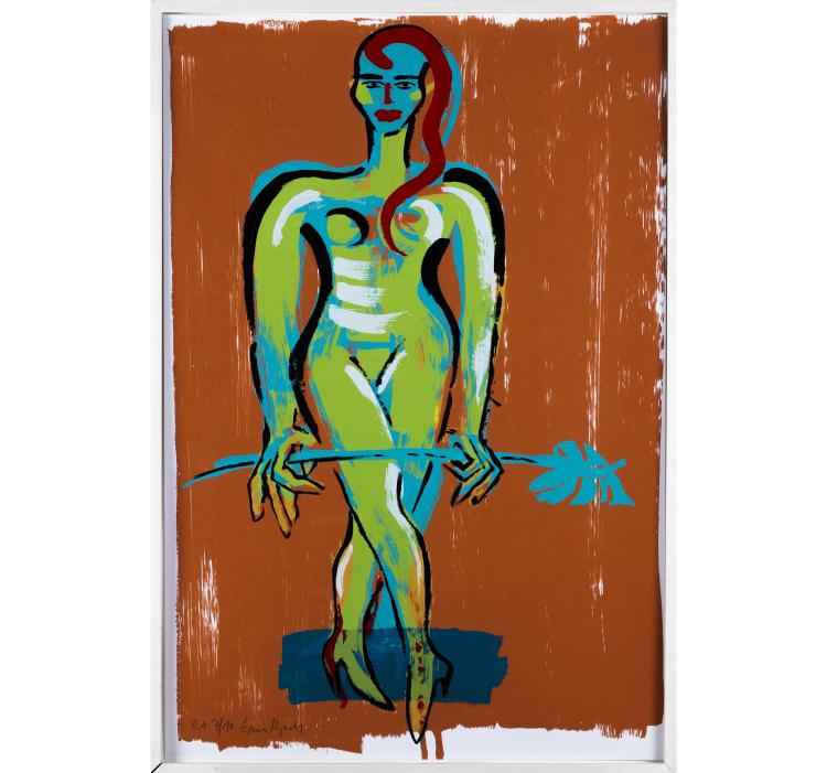 Hauptbild zu Objekt, Woman with anthurium, c. 1990, Elvira Bach, 160B 378