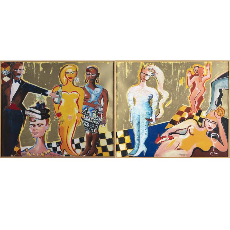 Hauptbild zu Objekt, 'Hotel Voltaire' (diptych), 2000, Elvira Bach, 160B 442