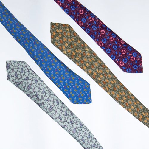 Four ties with floral motifs