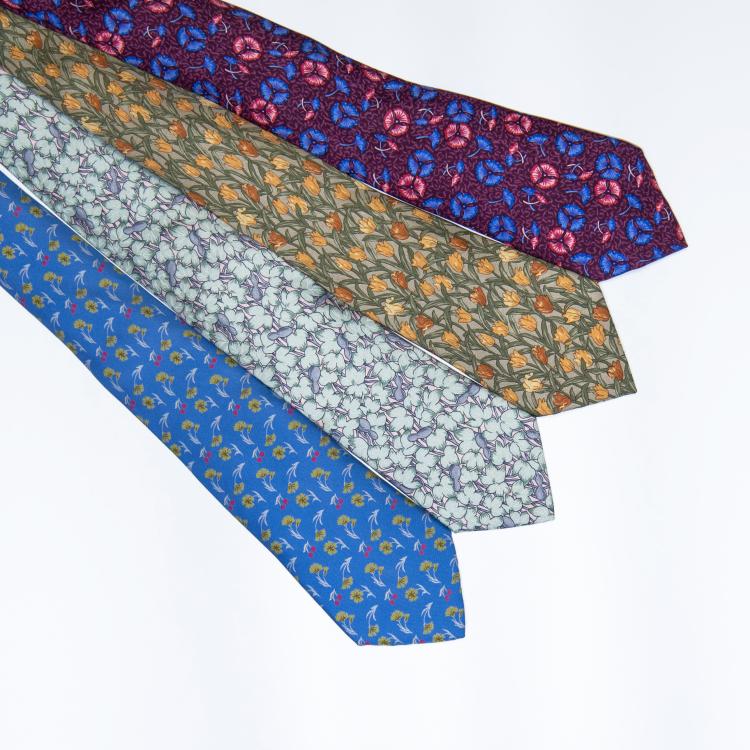 Bild 1 zu Objekt, Vier Krawatten mit Blumenmotiven, Herm&egrave;s, Paris, 160E 801