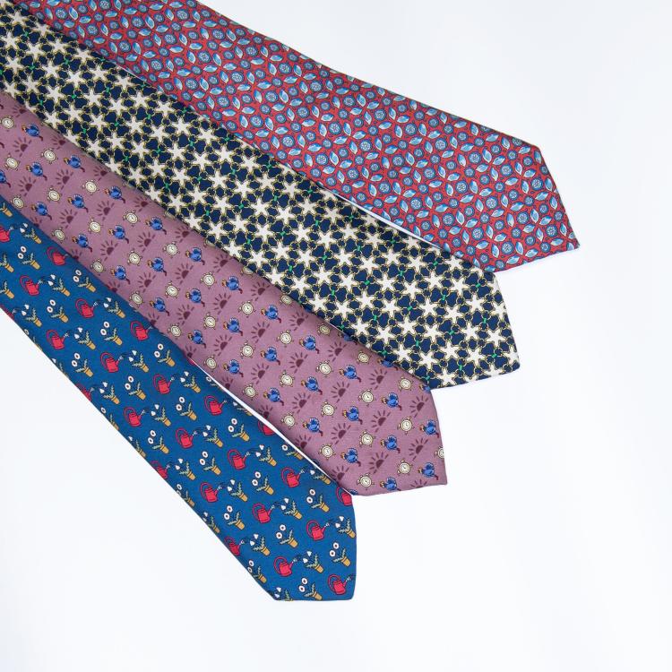 Bild 1 zu Objekt, Vier Krawatten mit verschiedenen Dekoren, Herm&egrave;s, Paris, 160E 802