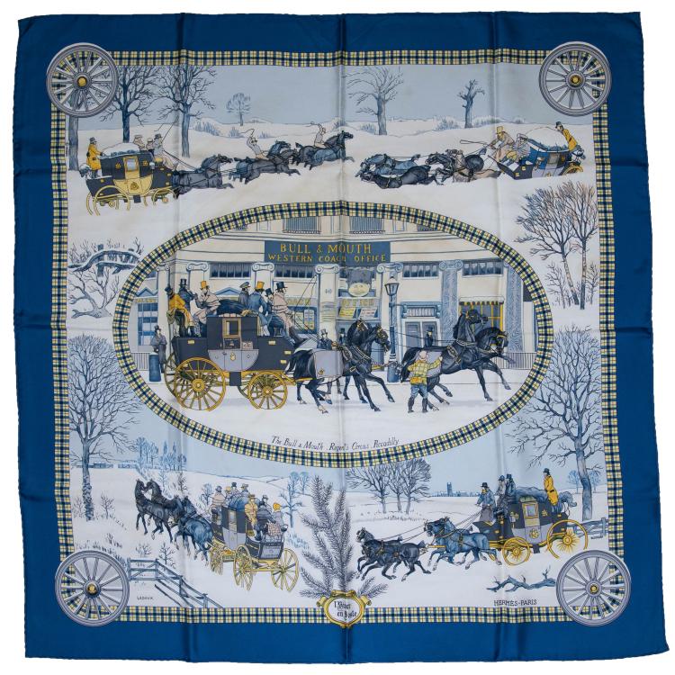 Hauptbild zu Objekt, 'L'Hiver en Poste' scarf, 1975, Philippe Ledoux, Herm&egrave;s, Paris, 160E 790