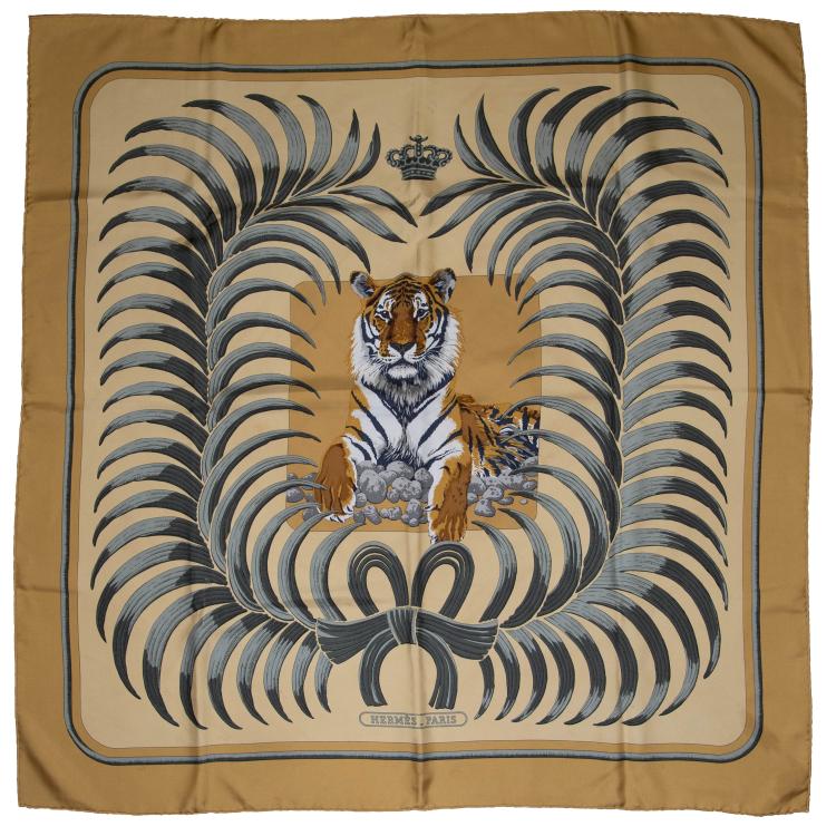Hauptbild zu Objekt, 'Le Tigre Royal' scarf, 1977, Christiane Vauzelles, Herm&egrave;s, Paris, 160E 800