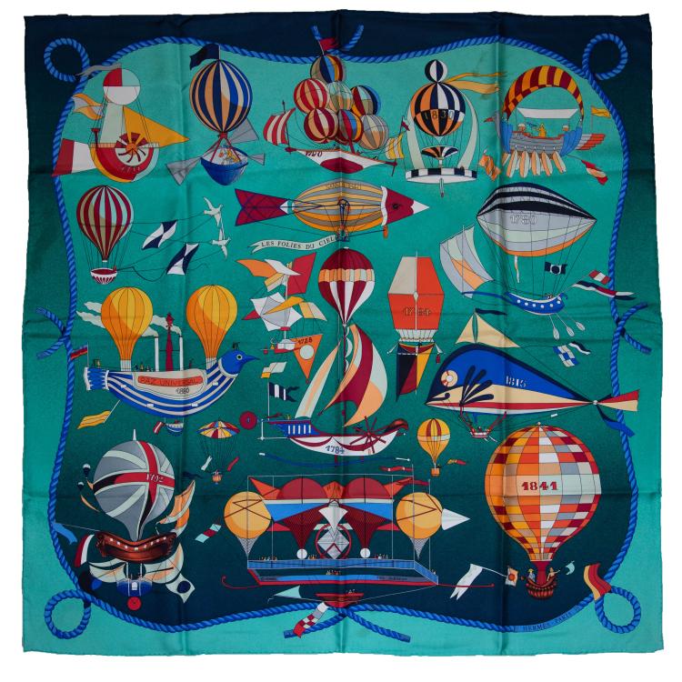 Hauptbild zu Objekt, 'Les Folies du Ciel' scarf, 1984, Lo&iuml;c Dubigeon, Herm&egrave;s, Paris, 160E 780