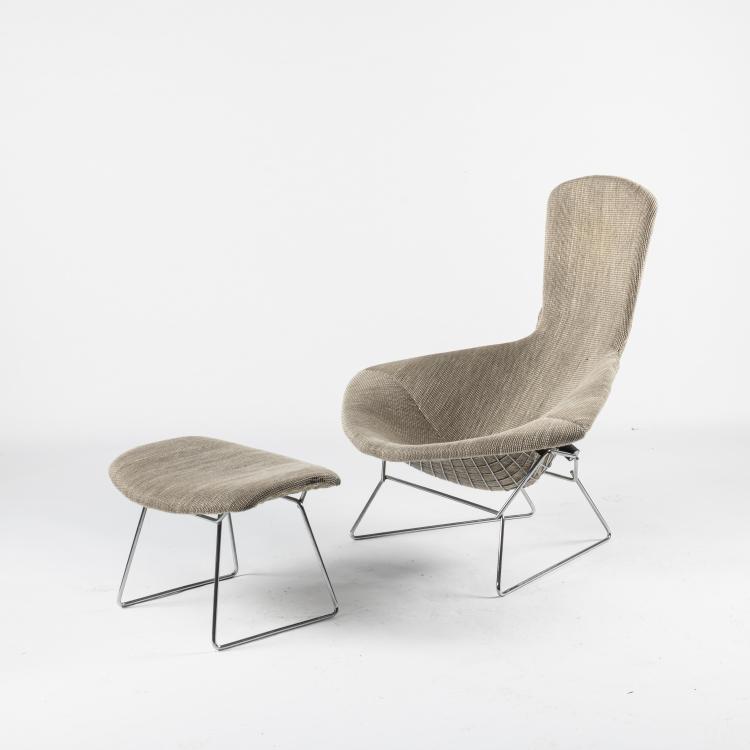 Hauptbild zu Objekt, Sessel 'Bird chair' mit Ottoman, 1950, Harry Bertoia, Knoll International, New York, 161C 504