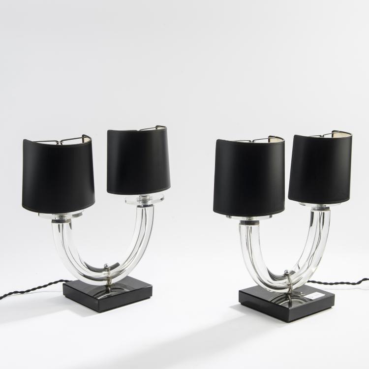 Bild 1 zu Objekt, Zwei Tischleuchten, um 1930, Jacques Adnet,Jean Adnet, Adnet, Paris (zugeschrieben), 159C 596