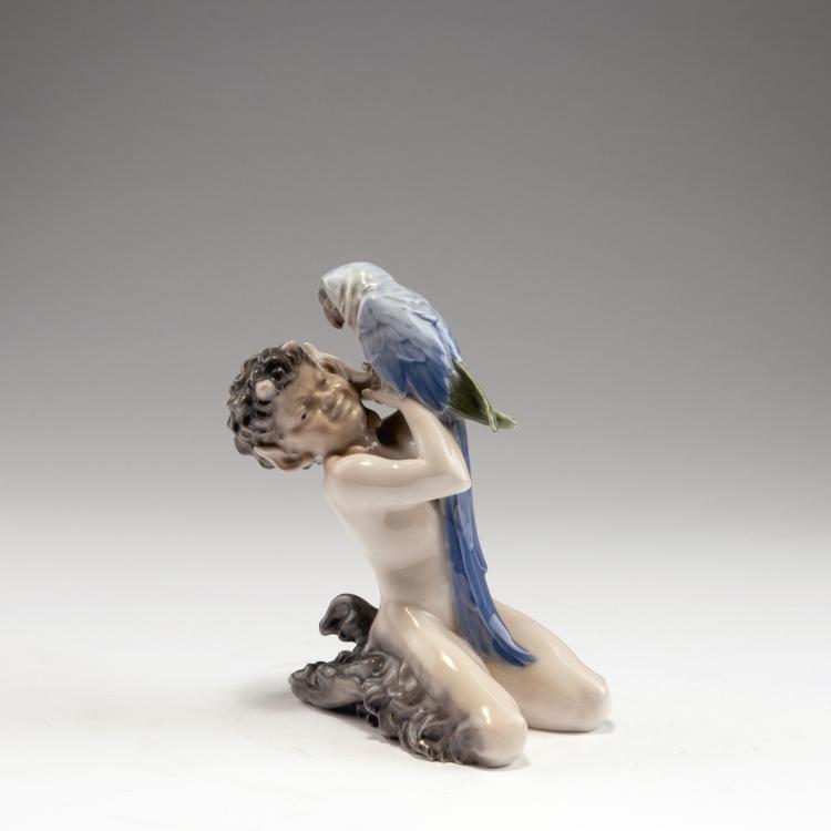 Hauptbild zu Objekt, Faun mit Papagei, um 1900, Christian Thomsen, Kopenhagen, KPM, 159C 512