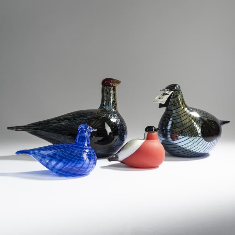 Bild 1 zu Objekt, 4 birds: pheasant, capercaillie, blue-tailed bull, bullfinch, 1992-2000, Oiva Toikka, Nuutaj&auml;rvi, Notsj&ouml; f&uuml;r Iittala, Kalvola, 158B 440