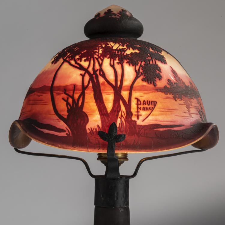 Bild 4 zu Objekt, Tischleuchte 'Paysage lacustre', um 1910, Daum Fr&egrave;res, Nancy, 159B 138