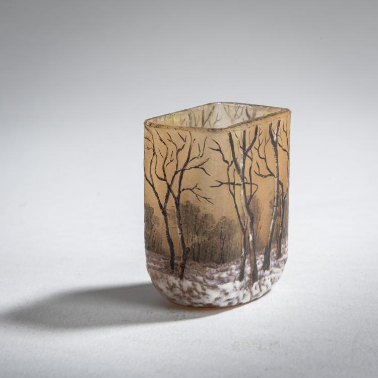 Bild 1 zu Objekt, Miniatur-Vase 'Cr&eacute;puscule neige' oder 'Paysage hiver', um 1902, Daum Fr&egrave;res, Nancy, 159B 107
