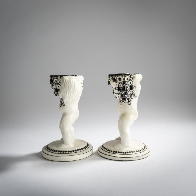 Bild 2 zu Objekt, 2 candlesticks, c. 1907, Michael Powolny, Wiener Keramik, 159C 553