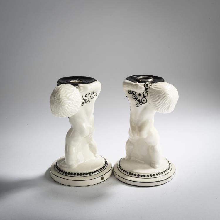 Bild 3 zu Objekt, 2 candlesticks, c. 1907, Michael Powolny, Wiener Keramik, 159C 553