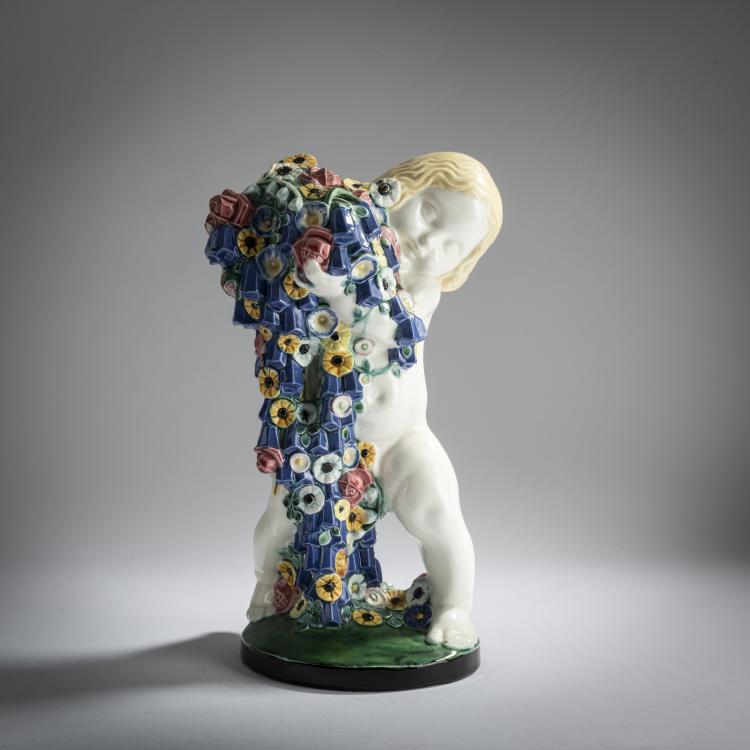 Hauptbild zu Objekt, Putto with Flowers (Spring), c. 1907, Michael Powolny, Wiener Keramik, 159C 551