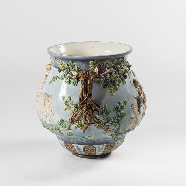 Hauptbild zu Objekt, &Uuml;bertopf, um 1900, Louis Carrier-Belleuse, Hautin & Boulanger, Choisy-le-Roi, 159C 563