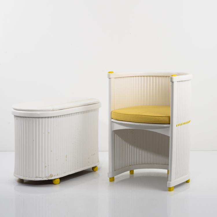 Hauptbild zu Objekt, Truhenbank und Sessel, 1908, Hans G&uuml;nther Reinstein, Press-Stoff-M&ouml;bel-Gesellschaft, Wien oder Vereinigte M&ouml;belfabriken Germania, Bad Lauterberg, 159C 649