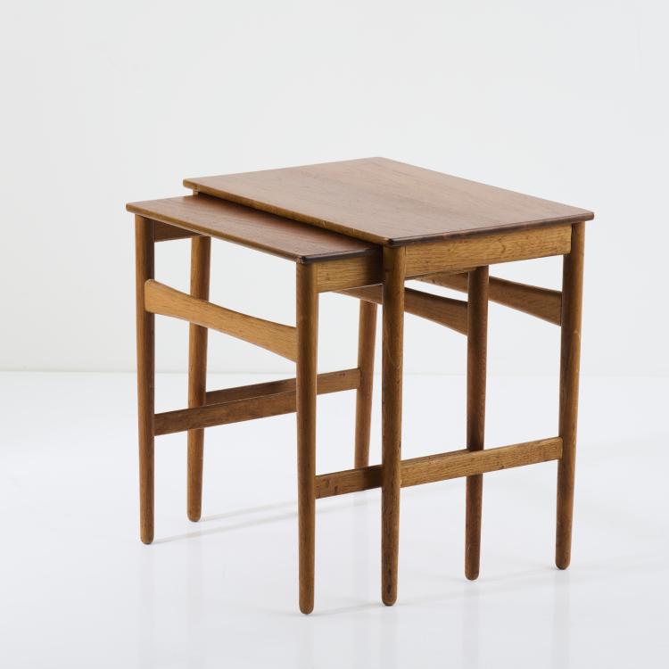 Hauptbild zu Objekt, Two nesting tables, 1950s, Hans J. Wegner, M&ouml;belfabrik Andreas Tuck, Kopenhagen, 167B 476