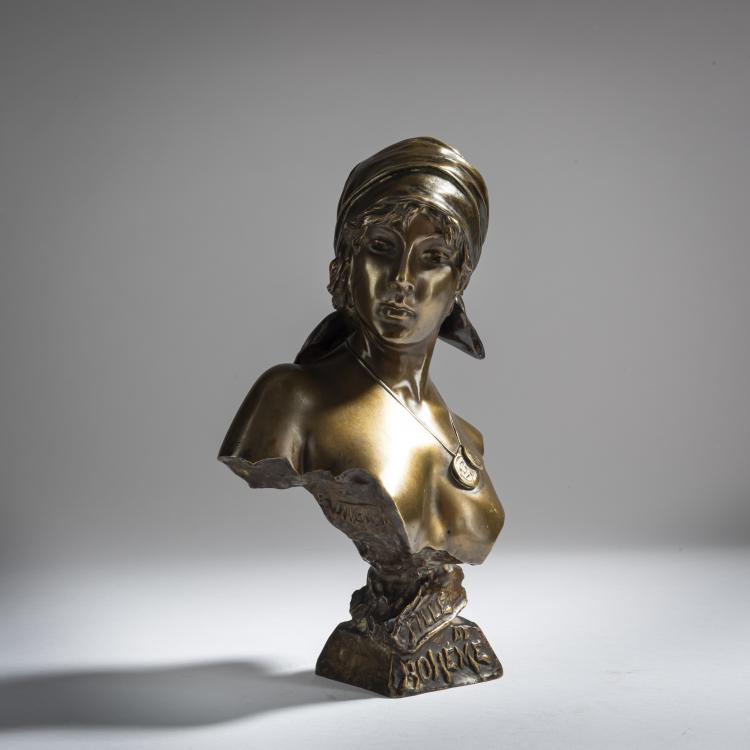 Hauptbild zu Objekt, Frauenb&uuml;ste 'Fille de Boh&egrave;me', 1890-95, Emmanuel Villanis, Villanis, Emmanuel, 159C 399