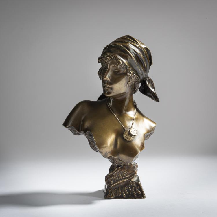 Bild 1 zu Objekt, Frauenb&uuml;ste 'Fille de Boh&egrave;me', 1890-95, Emmanuel Villanis, Villanis, Emmanuel, 159C 399