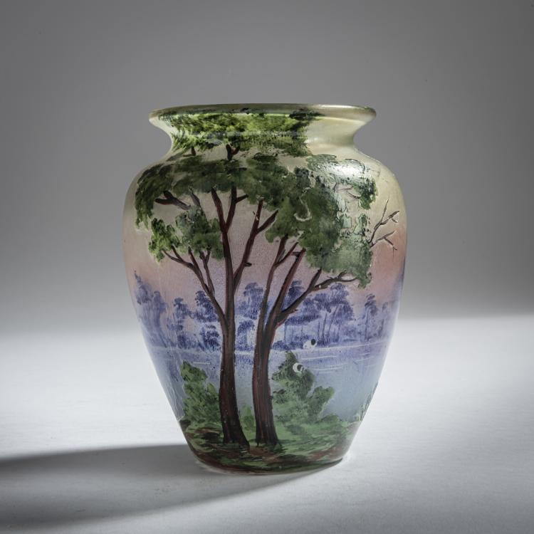 Hauptbild zu Objekt, Vase 'Paysage lacustre', um 1915-20, Muller Fr&egrave;res, Lun&eacute;ville, 159B 226