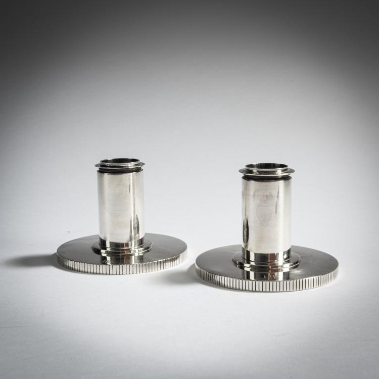 Hauptbild zu Objekt, 2 candlesticks, c. 1938, Sigvard Bernadotte, Jensen, Georg, Kopenhagen, 159C 473