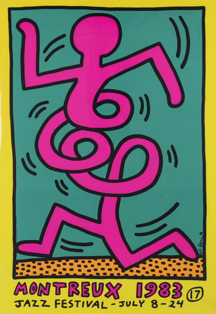 Hauptbild zu Objekt, 3 Farbplakate 'Montreux Jazz De Festival (Green, Pink & Yellow)&lsquo;, 1983, Keith Haring, Montreux Jazz Festival Foundation; Albin Uldry, Bern, 160C 538