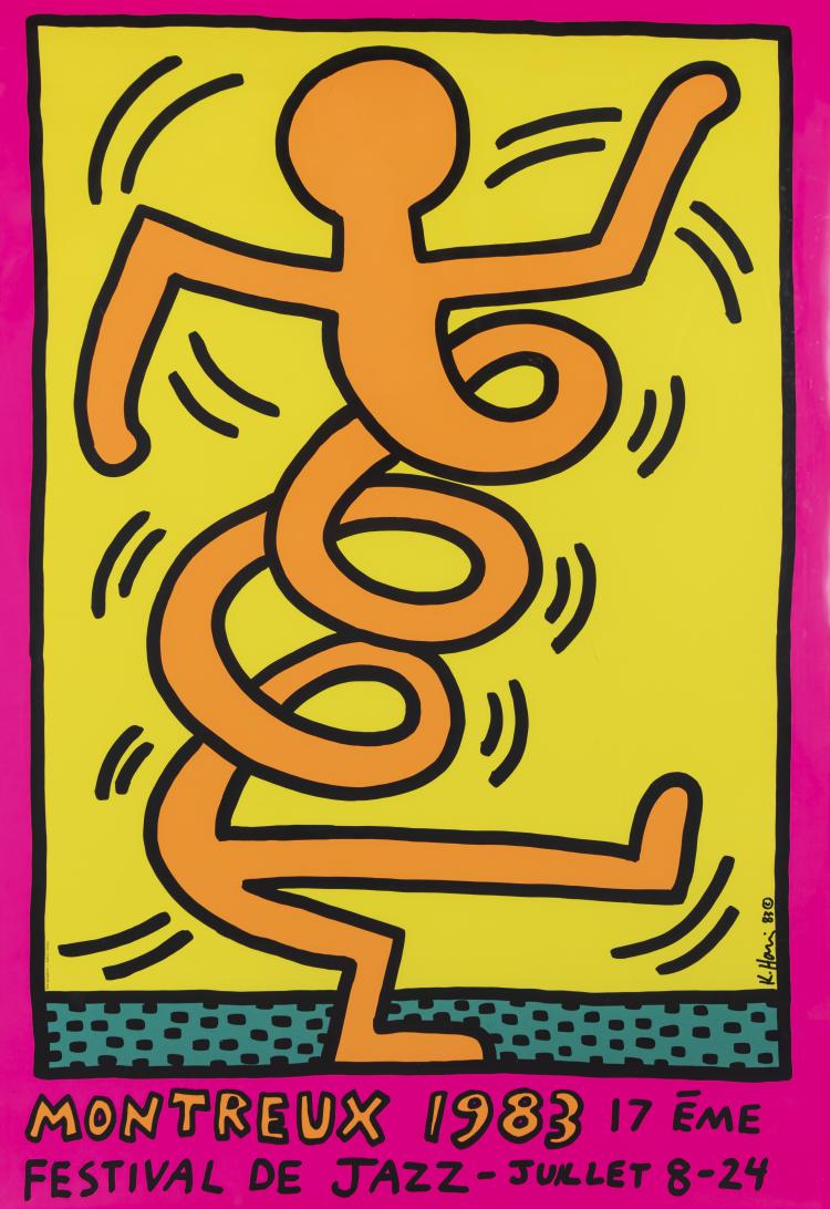 Bild 1 zu Objekt, 3 Farbplakate 'Montreux Jazz De Festival (Green, Pink & Yellow)&lsquo;, 1983, Keith Haring, Montreux Jazz Festival Foundation; Albin Uldry, Bern, 160C 538