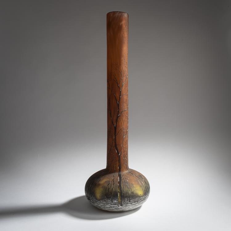 Hauptbild zu Objekt, Hohe Vase 'Cr&eacute;puscule neige' oder 'Paysage d'hiver', um 1902, Daum Fr&egrave;res, Nancy, 159B 105