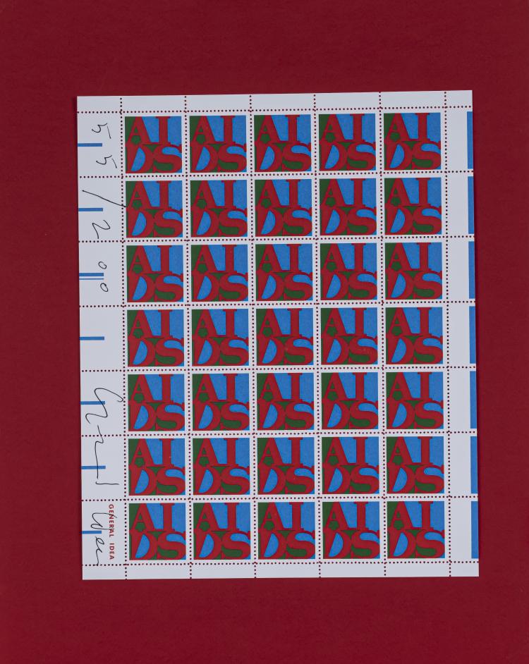 Hauptbild zu Objekt, AIDS postage stamps, 1988,  General Idea (Felix Partz, Jorge Zontal und A A Bronson (Kollektiv aktiv von 1967 bis 1994), 160C 555